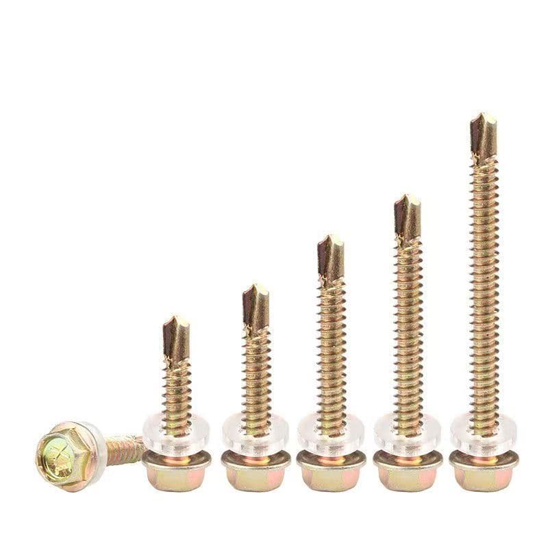 黄亜鉛めっき六角頭タッピングスクリューSds Tornillo、ゴムガスケット付き