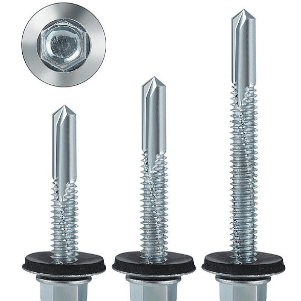 EPDMワッシャ付き六角フランジ自動ドリルねじ｜屋根タイク-高締着