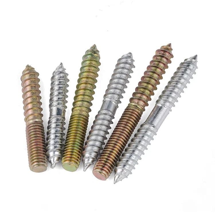 M5 M10 Double-Ended Thread Self-Tapping Screws with Zinc Finish Bolts for Furniture Sofa Staircase